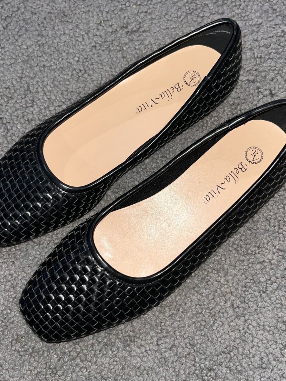 BELLA-VITA KIMIKO BLACK WOVEN FAUX LEATHER BALLET FLATS - NWOT - SIZE 9 NARROW